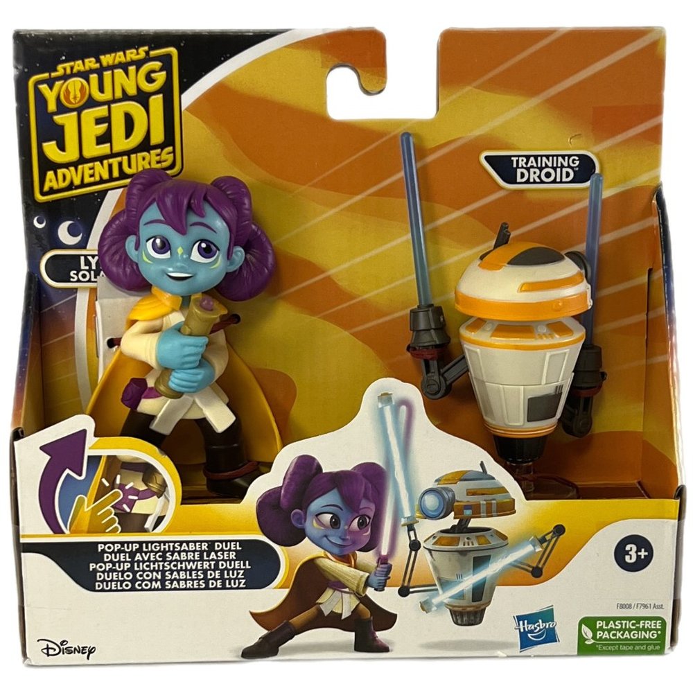 Disney/Hasbro Star Wars Young Jedi Pop-up Lightsaber Duel Lys Solay & Droid NIB